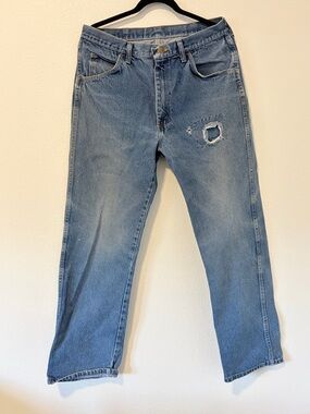 Vintage Rustler Distressed Straight Leg Jeans 36x32 Blue Faded Workwear 90s